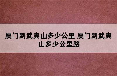 厦门到武夷山多少公里 厦门到武夷山多少公里路